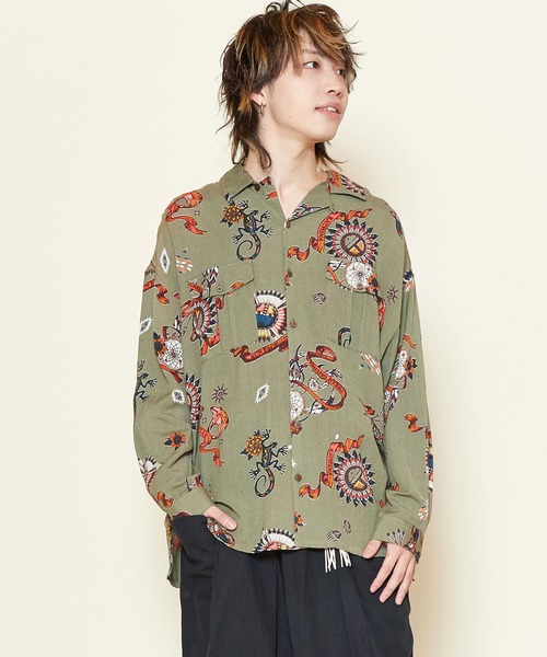 チャイハネ（チャイハネ）の「【チャイハネ】サンティーMEN'Sシャツ（シャツ/ブラウス・メンズ・ブラック/ベージュ/パープル/カーキ/ターコイズブルー・FREE）」の4枚目の写真