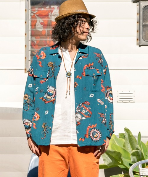 チャイハネ（チャイハネ）の「【チャイハネ】サンティーMEN'Sシャツ（シャツ/ブラウス・メンズ・ブラック/ベージュ/パープル/カーキ/ターコイズブルー・FREE）」の5枚目の写真