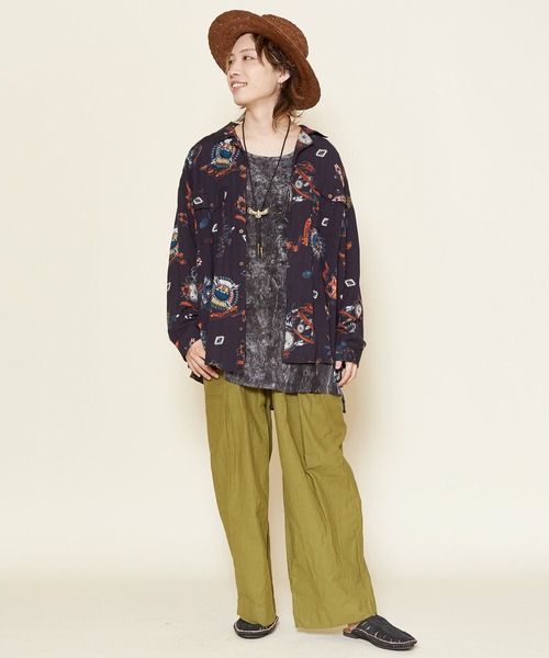 チャイハネ（チャイハネ）の「【チャイハネ】サンティーMEN'Sシャツ（シャツ/ブラウス・メンズ・ブラック/ベージュ/パープル/カーキ/ターコイズブルー・FREE）」の11枚目の写真