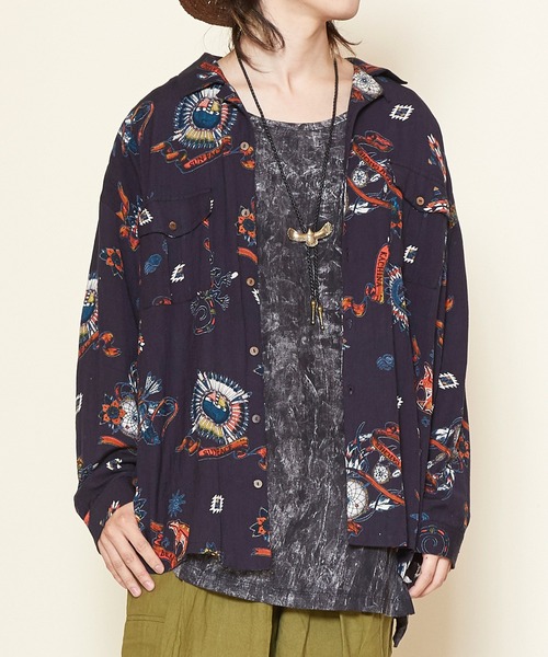 チャイハネ（チャイハネ）の「【チャイハネ】サンティーMEN'Sシャツ（シャツ/ブラウス・メンズ・ブラック/ベージュ/パープル/カーキ/ターコイズブルー・FREE）」の17枚目の写真