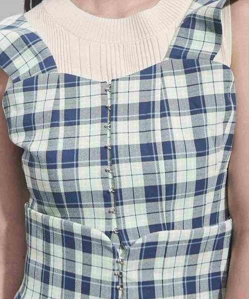 REDYAZEL（レディアゼル）の「チェック柄ホック付ビスチェ（その他トップス・レディース・ブラック/グリーン・SMALL/MEDIUM）」の8枚目の写真