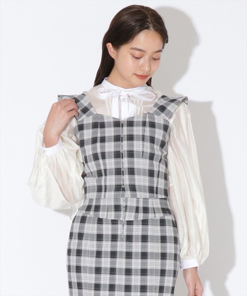 REDYAZEL（レディアゼル）の「チェック柄ホック付ビスチェ（その他トップス・レディース・ブラック/グリーン・SMALL/MEDIUM）」の15枚目の写真