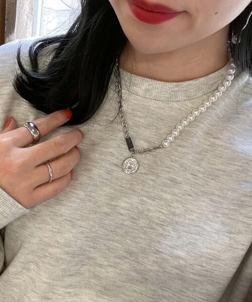 INGNI（イング）の「パールチェーンコイン付ネックレス（ネックレス・レディース・シルバー/ゴールド・ONE SIZE）」の2枚目の写真