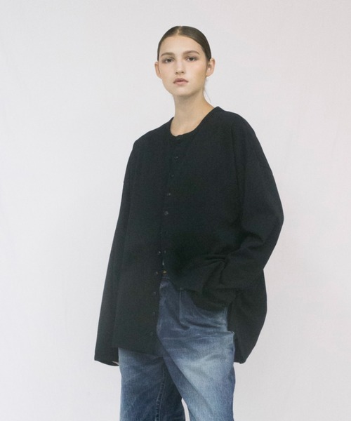 VOAAOV（ヴォアーブ）の「【VOAAOV】 derabe jaersey cardigan（カーディガン/ボレロ・メンズ・ホワイト/ブラック/ベージュ/オレンジ/ブルー・1/2）」の3枚目の写真