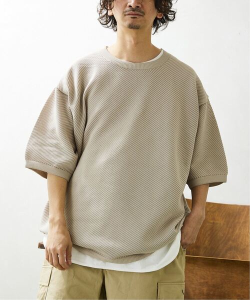 JOURNAL STANDARD relume（ジャーナルスタンダード　レリューム）の「【半袖ニット+カットソーの2点SET】リサイクルポリエステルニットT ”BIAS"（ニット/セーター・メンズ・ブラック/ベージュ/グレー/カーキ/イエロー・MEDIUM/LARGE）」の3枚目の写真