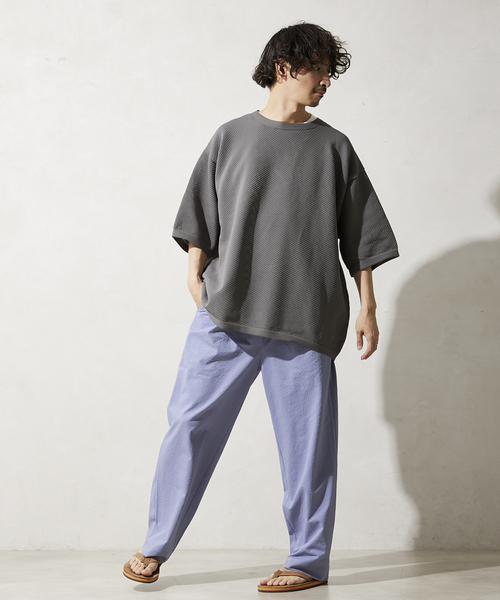 JOURNAL STANDARD relume（ジャーナルスタンダード　レリューム）の「【半袖ニット+カットソーの2点SET】リサイクルポリエステルニットT ”BIAS"（ニット/セーター・メンズ・ブラック/ベージュ/グレー/カーキ/イエロー・MEDIUM/LARGE）」の9枚目の写真