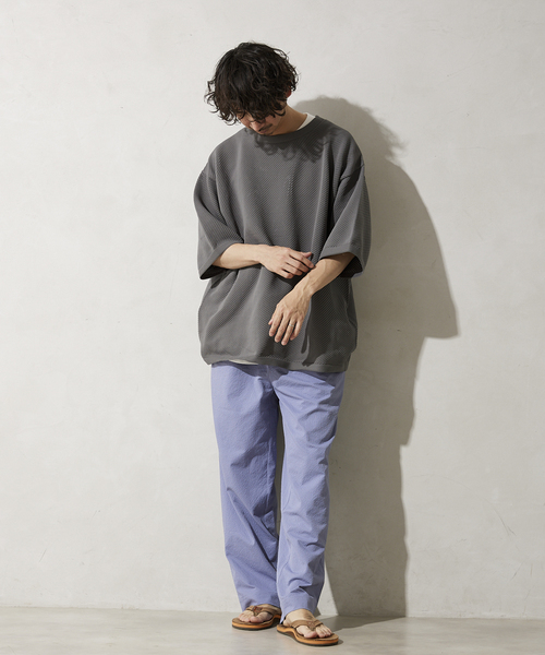 JOURNAL STANDARD relume（ジャーナルスタンダード　レリューム）の「【半袖ニット+カットソーの2点SET】リサイクルポリエステルニットT ”BIAS"（ニット/セーター・メンズ・ブラック/ベージュ/グレー/カーキ/イエロー・MEDIUM/LARGE）」の10枚目の写真