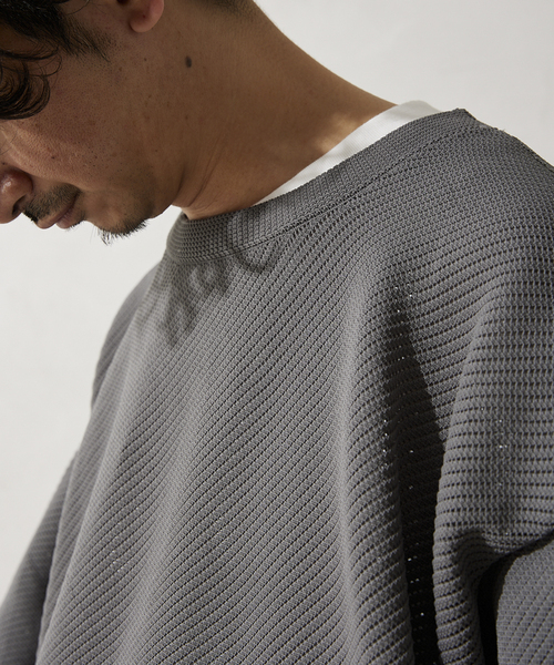 JOURNAL STANDARD relume（ジャーナルスタンダード　レリューム）の「【半袖ニット+カットソーの2点SET】リサイクルポリエステルニットT ”BIAS"（ニット/セーター・メンズ・ブラック/ベージュ/グレー/カーキ/イエロー・MEDIUM/LARGE）」の12枚目の写真