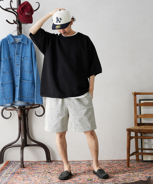 JOURNAL STANDARD relume（ジャーナルスタンダード　レリューム）の「【半袖ニット+カットソーの2点SET】リサイクルポリエステルニットT ”BIAS"（ニット/セーター・メンズ・ブラック/ベージュ/グレー/カーキ/イエロー・MEDIUM/LARGE）」の13枚目の写真