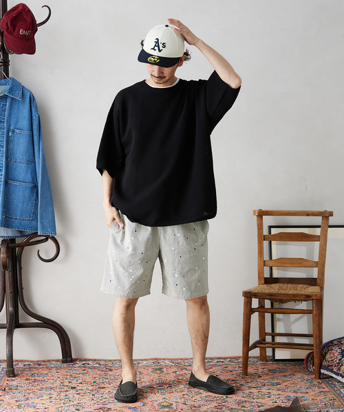 JOURNAL STANDARD relume（ジャーナルスタンダード　レリューム）の「【半袖ニット+カットソーの2点SET】リサイクルポリエステルニットT ”BIAS"（ニット/セーター・メンズ・ブラック/ベージュ/グレー/カーキ/イエロー・MEDIUM/LARGE）」の14枚目の写真