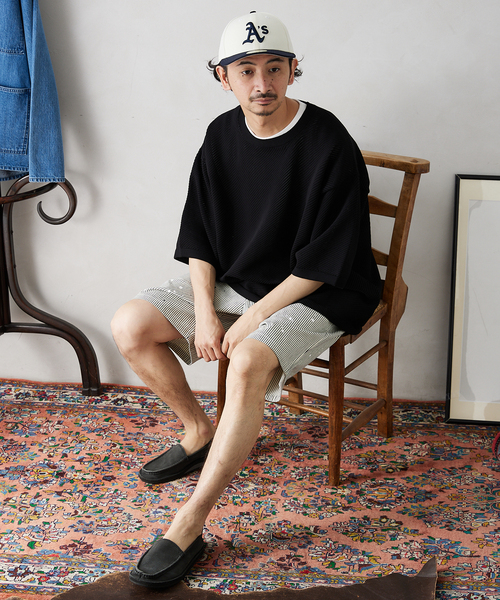 JOURNAL STANDARD relume（ジャーナルスタンダード　レリューム）の「【半袖ニット+カットソーの2点SET】リサイクルポリエステルニットT ”BIAS"（ニット/セーター・メンズ・ブラック/ベージュ/グレー/カーキ/イエロー・MEDIUM/LARGE）」の15枚目の写真