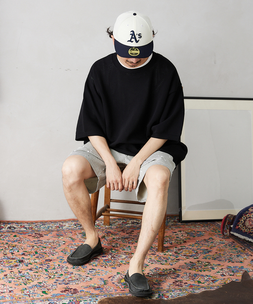 JOURNAL STANDARD relume（ジャーナルスタンダード　レリューム）の「【半袖ニット+カットソーの2点SET】リサイクルポリエステルニットT ”BIAS"（ニット/セーター・メンズ・ブラック/ベージュ/グレー/カーキ/イエロー・MEDIUM/LARGE）」の16枚目の写真