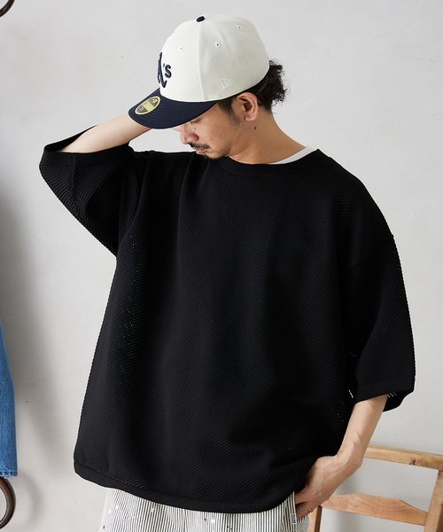 JOURNAL STANDARD relume（ジャーナルスタンダード　レリューム）の「【半袖ニット+カットソーの2点SET】リサイクルポリエステルニットT ”BIAS"（ニット/セーター・メンズ・ブラック/ベージュ/グレー/カーキ/イエロー・MEDIUM/LARGE）」の17枚目の写真