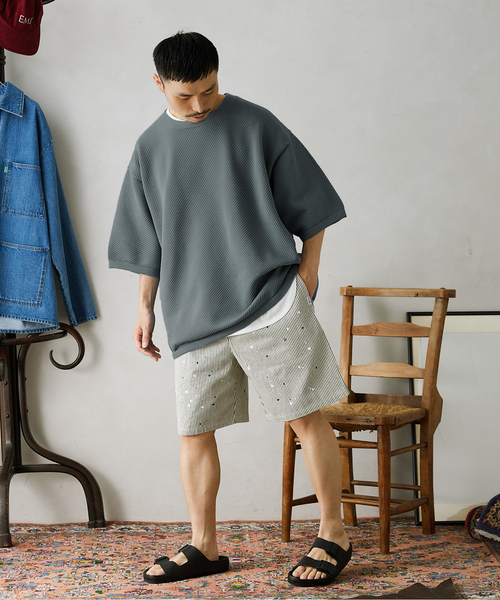 JOURNAL STANDARD relume（ジャーナルスタンダード　レリューム）の「【半袖ニット+カットソーの2点SET】リサイクルポリエステルニットT ”BIAS"（ニット/セーター・メンズ・ブラック/ベージュ/グレー/カーキ/イエロー・MEDIUM/LARGE）」の18枚目の写真