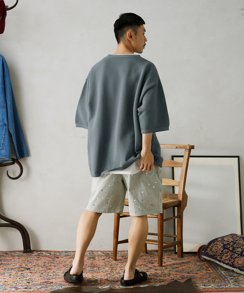 JOURNAL STANDARD relume（ジャーナルスタンダード　レリューム）の「【半袖ニット+カットソーの2点SET】リサイクルポリエステルニットT ”BIAS"（ニット/セーター・メンズ・ブラック/ベージュ/グレー/カーキ/イエロー・MEDIUM/LARGE）」の20枚目の写真