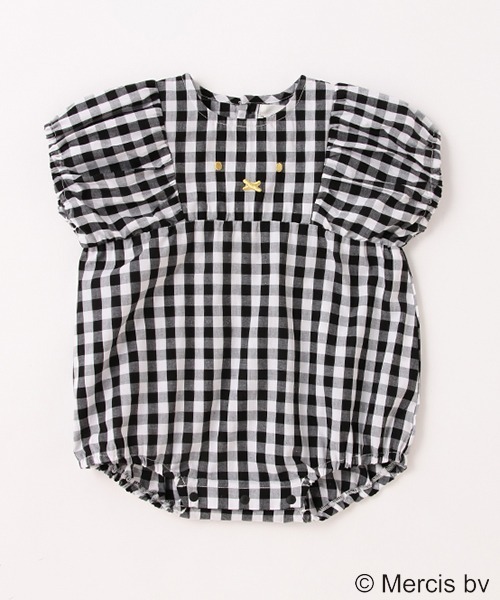 b・ROOM（ビールーム）の「【MIFFY】MIFFY刺しゅうチェックカバーオール（ロンパース・キッズ・グレー/ブラック/ベージュ・70cm/80ｃｍ）」の2枚目の写真