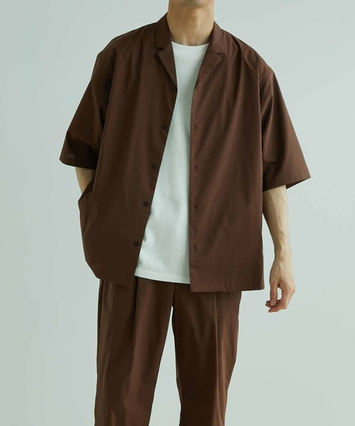 ADAM ET ROPE'（アダムエロペ）の「【TOOLIGHT】TC オープンカラーシャツ/セットアップ対応/超軽量/ストレッチ性/吸水速乾性/イージーケア（シャツ/ブラウス・メンズ・ブラック/ダークグリーン/ブラウン系その他・S/M/L/XL）」の2枚目の写真