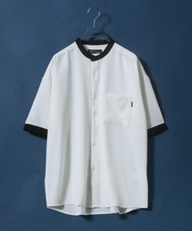 Cool Touch Fabric Natural Stretch Oversize Collar Separated Band Collar Shirt/接触冷感 ナチュラルストレッチ オーバーサイズ クレリック バンドカラーシャツ