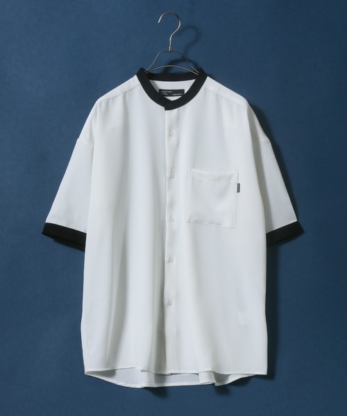 ANPAS（アンパス）の「Cool Touch Fabric Natural Stretch Oversize Collar Separated Band Collar Shirt/接触冷感 ナチュラルストレッチ オーバーサイズ クレリック バンドカラーシャツ（シャツ/ブラウス・メンズ・ホワイト/ブラック/ベージュ/ブルー・M/L）」の2枚目の写真