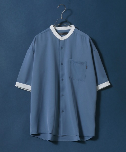 ANPAS（アンパス）の「Cool Touch Fabric Natural Stretch Oversize Collar Separated Band Collar Shirt/接触冷感 ナチュラルストレッチ オーバーサイズ クレリック バンドカラーシャツ（シャツ/ブラウス・メンズ・ホワイト/ブラック/ベージュ/ブルー・M/L）」の4枚目の写真