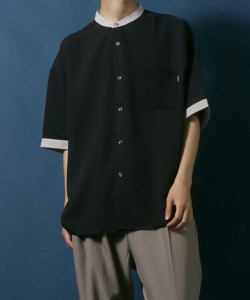 ANPAS（アンパス）の「Cool Touch Fabric Natural Stretch Oversize Collar Separated Band Collar Shirt/接触冷感 ナチュラルストレッチ オーバーサイズ クレリック バンドカラーシャツ（シャツ/ブラウス・メンズ・ホワイト/ブラック/ベージュ/ブルー・M/L）」の18枚目の写真