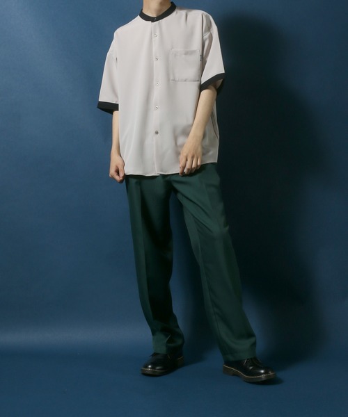 ANPAS（アンパス）の「Cool Touch Fabric Natural Stretch Oversize Collar Separated Band Collar Shirt/接触冷感 ナチュラルストレッチ オーバーサイズ クレリック バンドカラーシャツ（シャツ/ブラウス・メンズ・ホワイト/ブラック/ベージュ/ブルー・M/L）」の22枚目の写真