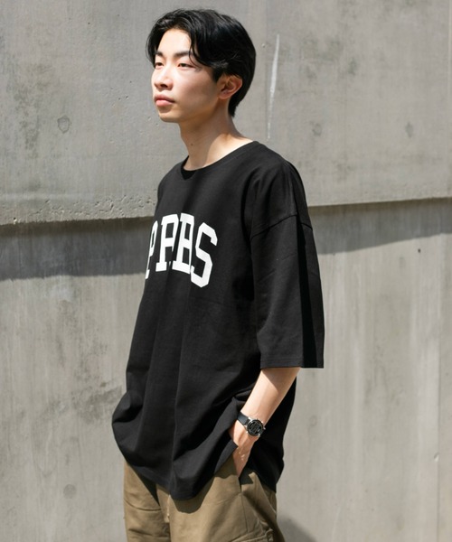 BROKEN BASE(ブロークンベース)の「オーバーサイズアーチロゴT(Tシャツ/カットソー・メンズ・ホワイト/ブラック/ベージュ/カーキ・MEDIUM/LARGE)」の22枚目の写真