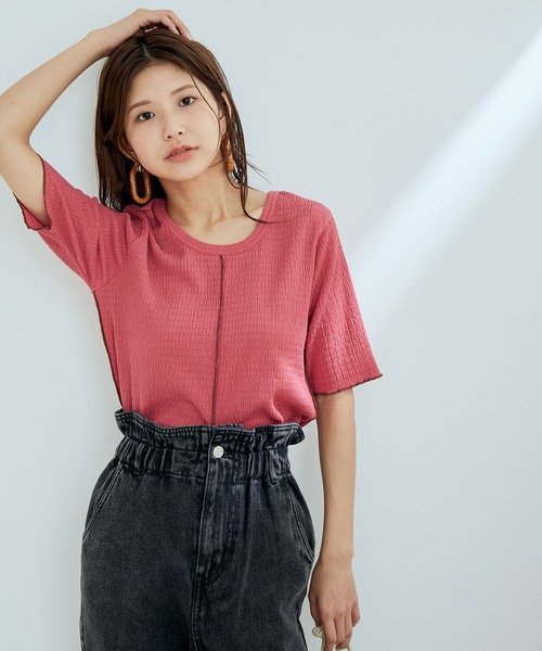 vis-`a-vis（ビサビ）の「【WEB限定】前後２WAY配色メロウスリットフクレジャガードプルオーバー（Tシャツ/カットソー・レディース・ピンク系その他/スミクロ/キナリ・FREE）」の14枚目の写真