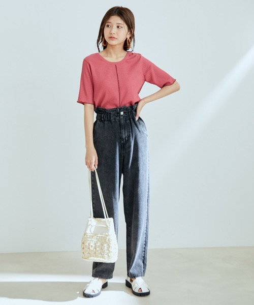 vis-`a-vis（ビサビ）の「【WEB限定】前後２WAY配色メロウスリットフクレジャガードプルオーバー（Tシャツ/カットソー・レディース・ピンク系その他/スミクロ/キナリ・FREE）」の15枚目の写真