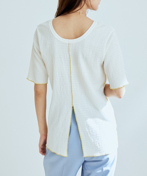 vis-`a-vis（ビサビ）の「【WEB限定】前後２WAY配色メロウスリットフクレジャガードプルオーバー（Tシャツ/カットソー・レディース・ピンク系その他/スミクロ/キナリ・FREE）」の16枚目の写真