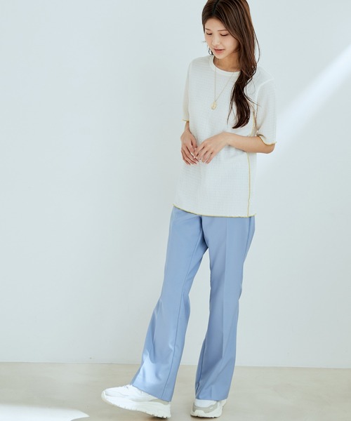 vis-`a-vis（ビサビ）の「【WEB限定】前後２WAY配色メロウスリットフクレジャガードプルオーバー（Tシャツ/カットソー・レディース・ピンク系その他/スミクロ/キナリ・FREE）」の18枚目の写真