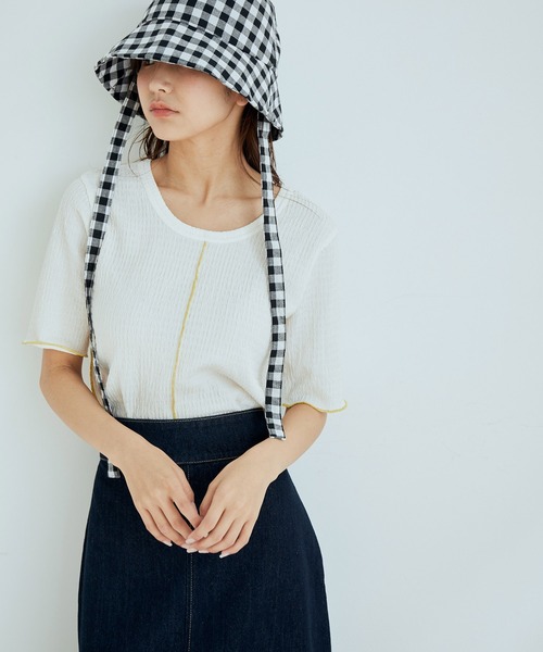 vis-`a-vis（ビサビ）の「【WEB限定】前後２WAY配色メロウスリットフクレジャガードプルオーバー（Tシャツ/カットソー・レディース・ピンク系その他/スミクロ/キナリ・FREE）」の20枚目の写真