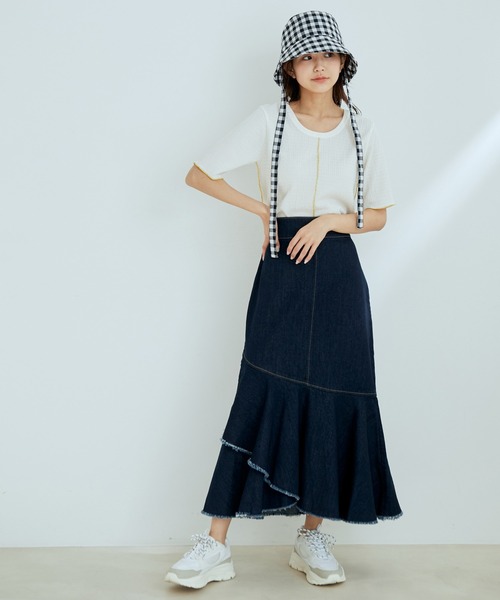 vis-`a-vis（ビサビ）の「【WEB限定】前後２WAY配色メロウスリットフクレジャガードプルオーバー（Tシャツ/カットソー・レディース・ピンク系その他/スミクロ/キナリ・FREE）」の21枚目の写真