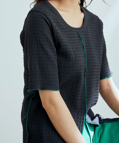 vis-`a-vis（ビサビ）の「【WEB限定】前後２WAY配色メロウスリットフクレジャガードプルオーバー（Tシャツ/カットソー・レディース・ピンク系その他/スミクロ/キナリ・FREE）」の22枚目の写真