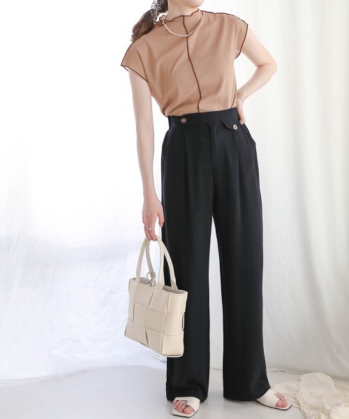 Bab(バブ)の「ウエストボタンリラックスリネンパンツ(その他パンツ・レディース・ブラック/ナチュラル・M)」の12枚目の写真