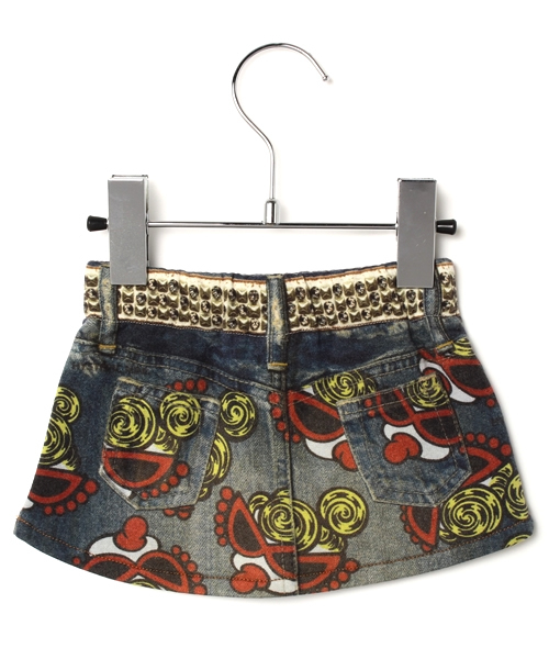 HYSTERIC MINI（ヒステリックミニ）の「BABY Shadow of the mini face 総柄 “LIKE A SKIRT”（スカート・キッズ・インディゴブルー・90/80）」の6枚目の写真