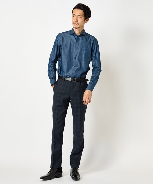 CROWDED CLOSET（クラウデッドクローゼット）の「デニム調シャンブレーシャツ（シャツ/ブラウス・メンズ・ネイビー/ブルー・01/02/03/04）」の7枚目の写真