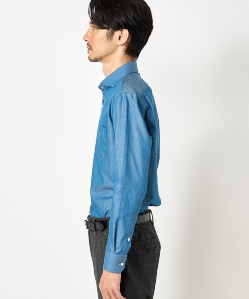 CROWDED CLOSET（クラウデッドクローゼット）の「デニム調シャンブレーシャツ（シャツ/ブラウス・メンズ・ネイビー/ブルー・01/02/03/04）」の10枚目の写真