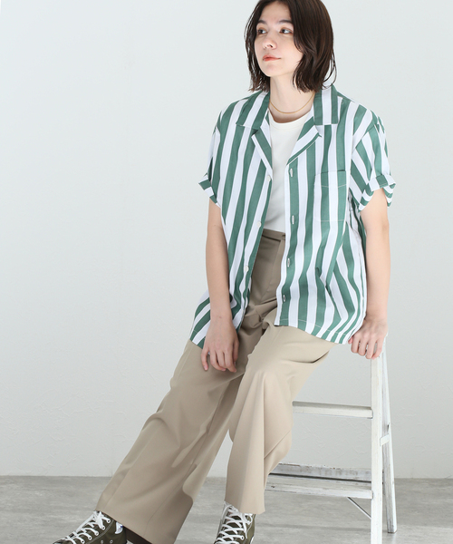 SLEEPY JONES(スリーピージョーンズ)の「【Sleepy Jones/スリーピージョーンズ】MARTIN CAMP SHIRT TENT STRI:シャツ(シャツ/ブラウス・レディース・グリーン・MEDIUM)」の16枚目の写真