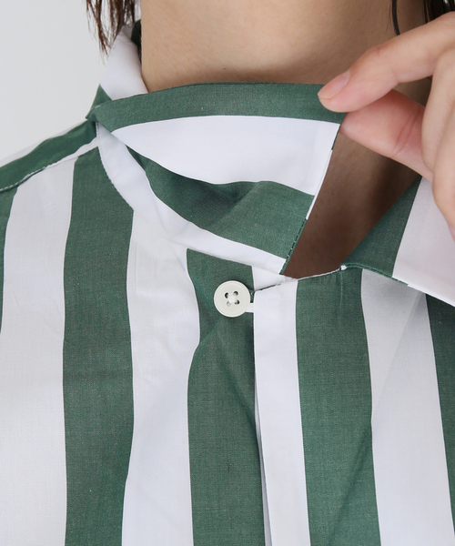 SLEEPY JONES(スリーピージョーンズ)の「【Sleepy Jones/スリーピージョーンズ】MARTIN CAMP SHIRT TENT STRI:シャツ(シャツ/ブラウス・レディース・グリーン・MEDIUM)」の21枚目の写真
