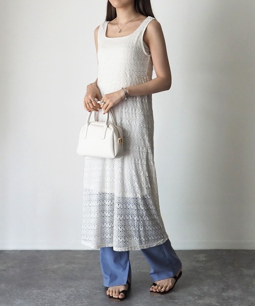 Riberry（リベリー）の「レースバッククロスワンピース（ワンピース・レディース・オフホワイト/ブラック/グレイッシュベージュ/グリーン・MEDIUM）」の9枚目の写真