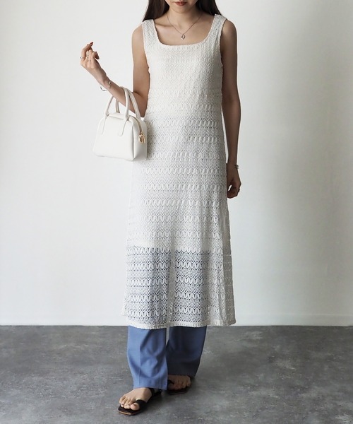 Riberry（リベリー）の「レースバッククロスワンピース（ワンピース・レディース・オフホワイト/ブラック/グレイッシュベージュ/グリーン・MEDIUM）」の10枚目の写真