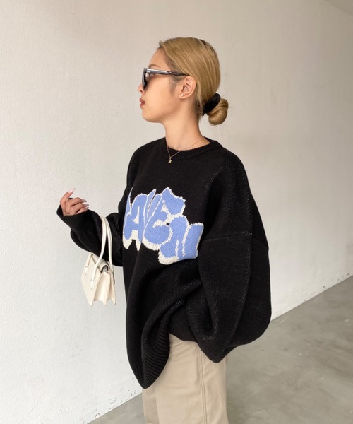 SHAGGIE（シャギー）の「袖ボリュームMAVENバルキープルオーバーニット（ニット/セーター・レディース・ブラック/ベージュ/ブラウン・FREE）」の9枚目の写真