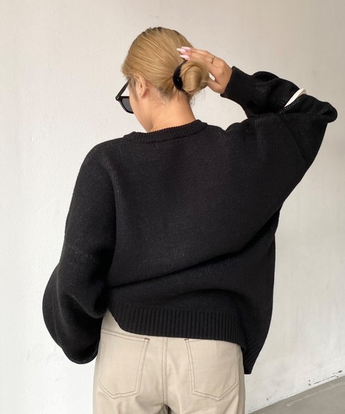 SHAGGIE（シャギー）の「袖ボリュームMAVENバルキープルオーバーニット（ニット/セーター・レディース・ブラック/ベージュ/ブラウン・FREE）」の10枚目の写真