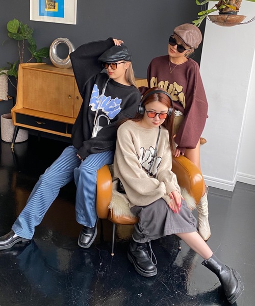 SHAGGIE（シャギー）の「袖ボリュームMAVENバルキープルオーバーニット（ニット/セーター・レディース・ブラック/ベージュ/ブラウン・FREE）」の4枚目の写真