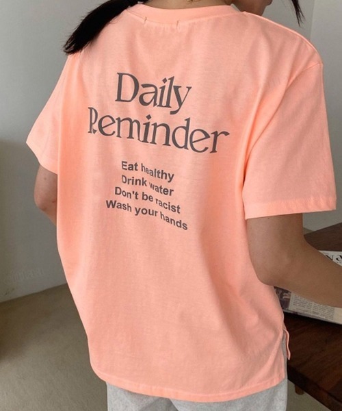 Dalfwin（ダールフィン）の「Dailyプリントバックロゴ半袖Tシャツ（Tシャツ/カットソー・レディース・ホワイト/チャコールグレー/ピンク/オレンジ・FREE）」の15枚目の写真