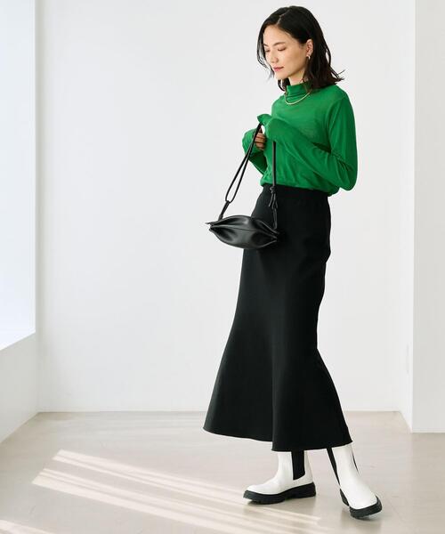 green label relaxing(グリーンレーベルリラクシング)の「シアー フライス タートル プルオーバー カットソー(Tシャツ/カットソー・レディース・ホワイト/ライトグレー/ブラック/ケリー・FREE)」の7枚目の写真