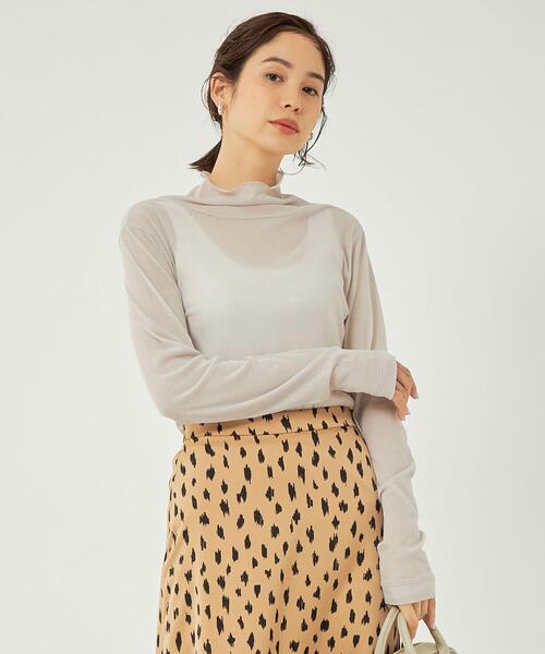 green label relaxing(グリーンレーベルリラクシング)の「シアー フライス タートル プルオーバー カットソー(Tシャツ/カットソー・レディース・ホワイト/ライトグレー/ブラック/ケリー・FREE)」の9枚目の写真