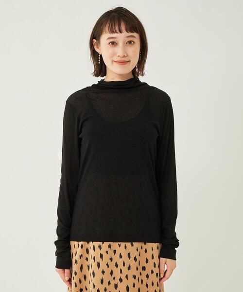 green label relaxing(グリーンレーベルリラクシング)の「シアー フライス タートル プルオーバー カットソー(Tシャツ/カットソー・レディース・ホワイト/ライトグレー/ブラック/ケリー・FREE)」の11枚目の写真