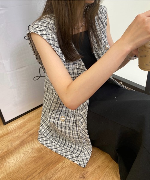 INGNI(イング)の「ツイードジレ(その他アウター・レディース・オフホワイト/ホワイト×ブラック・M)」の6枚目の写真